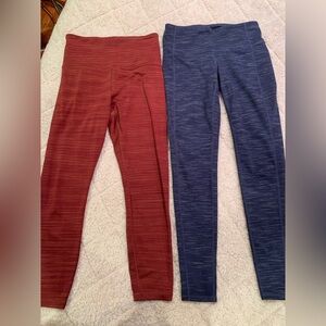 Athleta Bundle - Woman’s Leggings: Red 7/8 length and Blue Full Leg